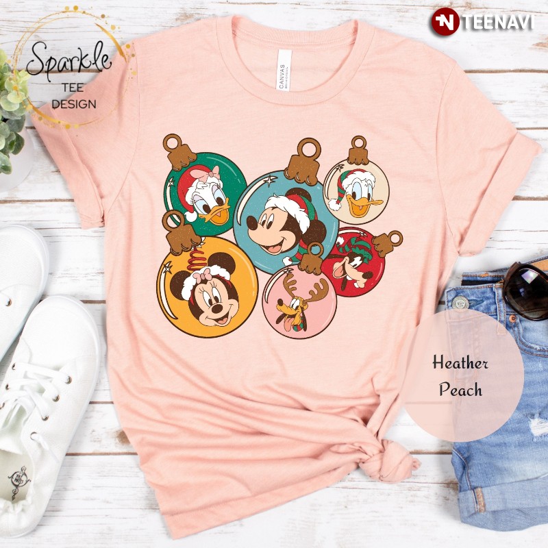 Christmas Disney Shirt, Mickey And Friends Tree Balls
