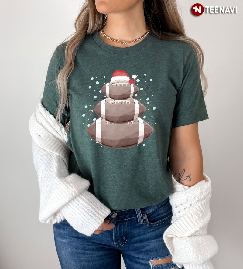 Rugby Christmas Shirt, Rugby Snowman With Santa Hat