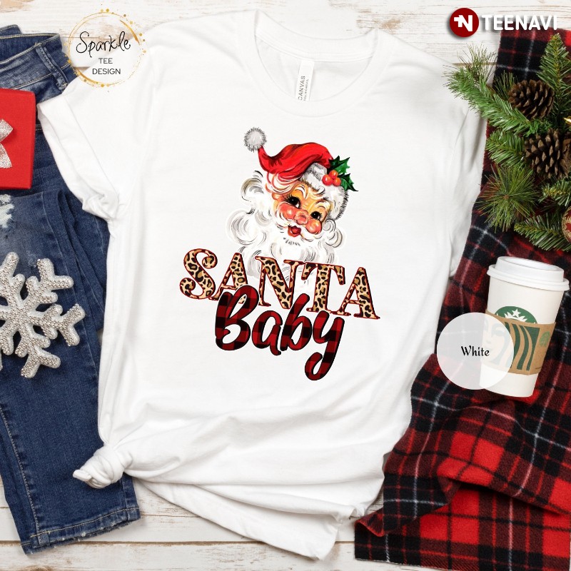 Christmas Santa Shirt, Santa Baby Leopard