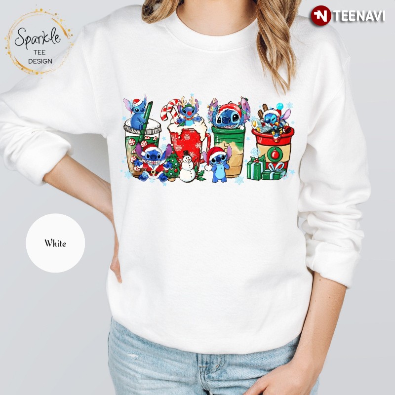 Disney Stitch Christmas Sweatshirt, Xmas Stitch Coffee