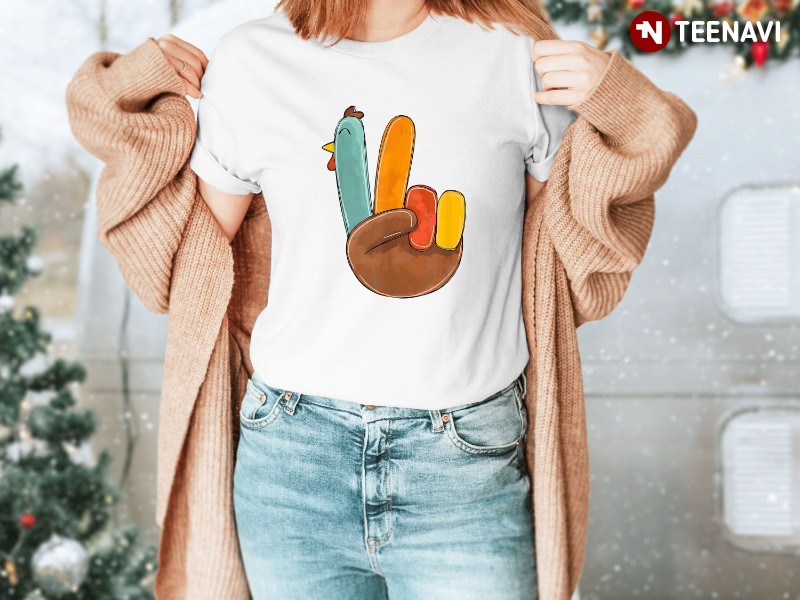 Thanksgiving Turkey Shirt, Funny Turkey Peace Sign