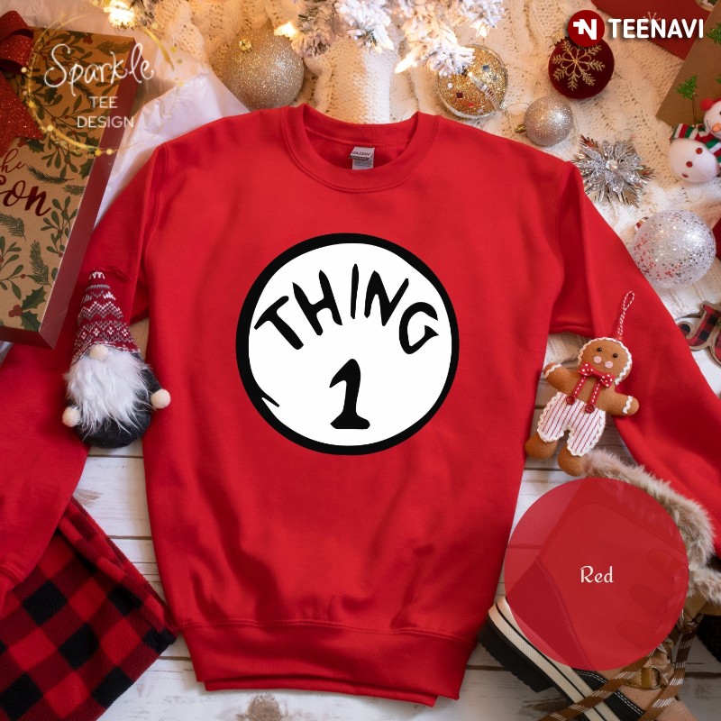 Matching Family Christmas Sweatshirt, Thing 1