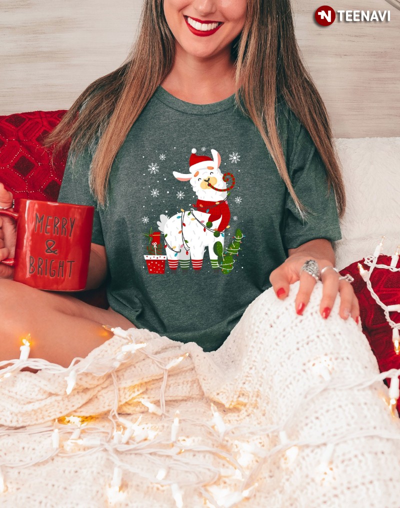 Christmas Llama Lover Shirt, Funny Santa Llama