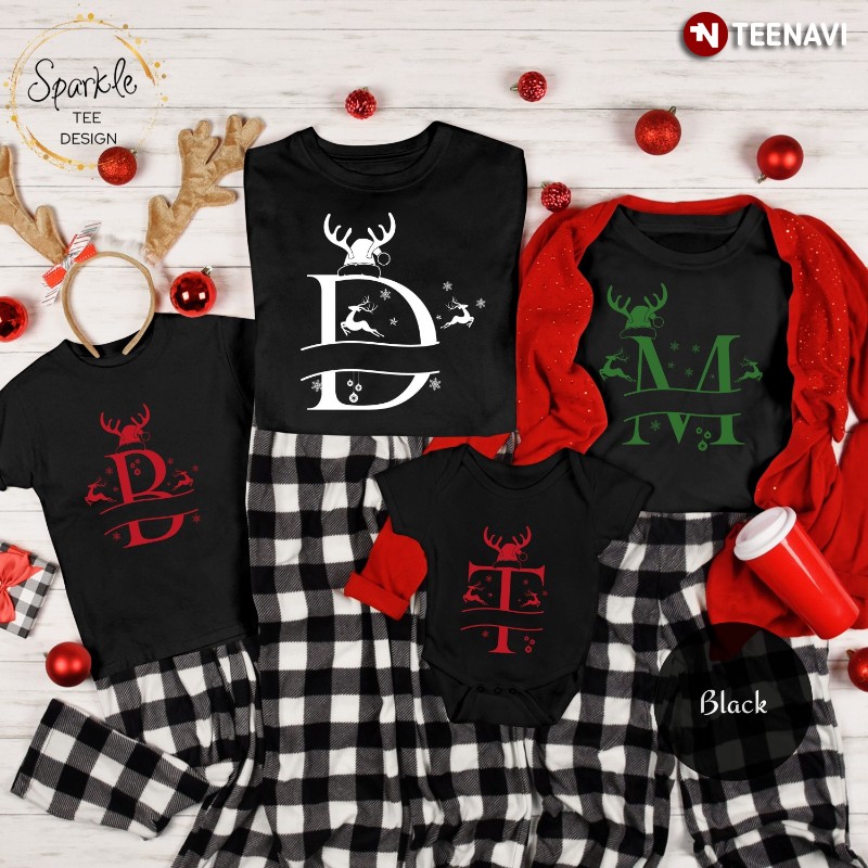 Personalized Matching Family Christmas Shirt, Alphabet Name