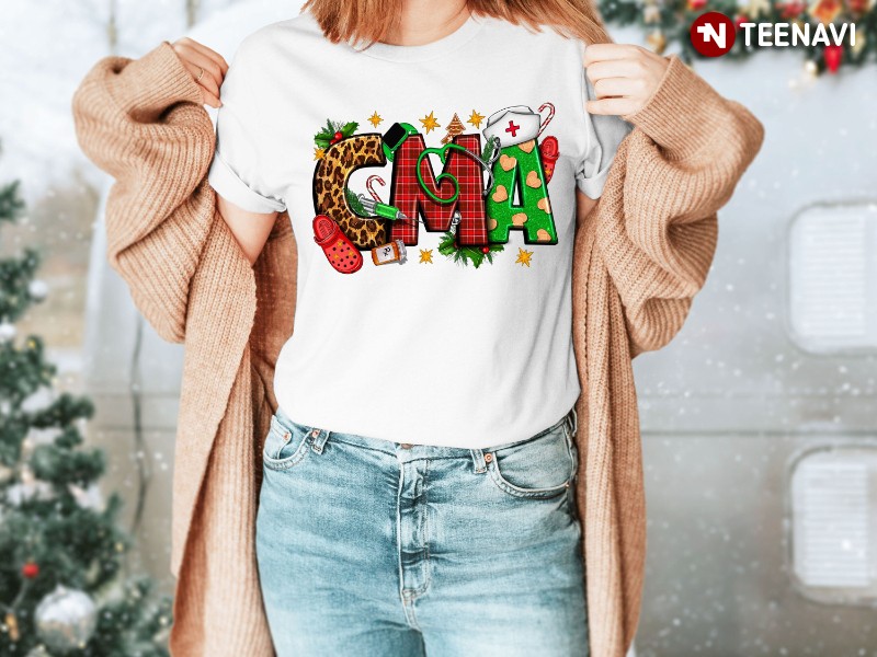 CMA Nurse Christmas Shirt, CMA Christmas Vibes Leopard