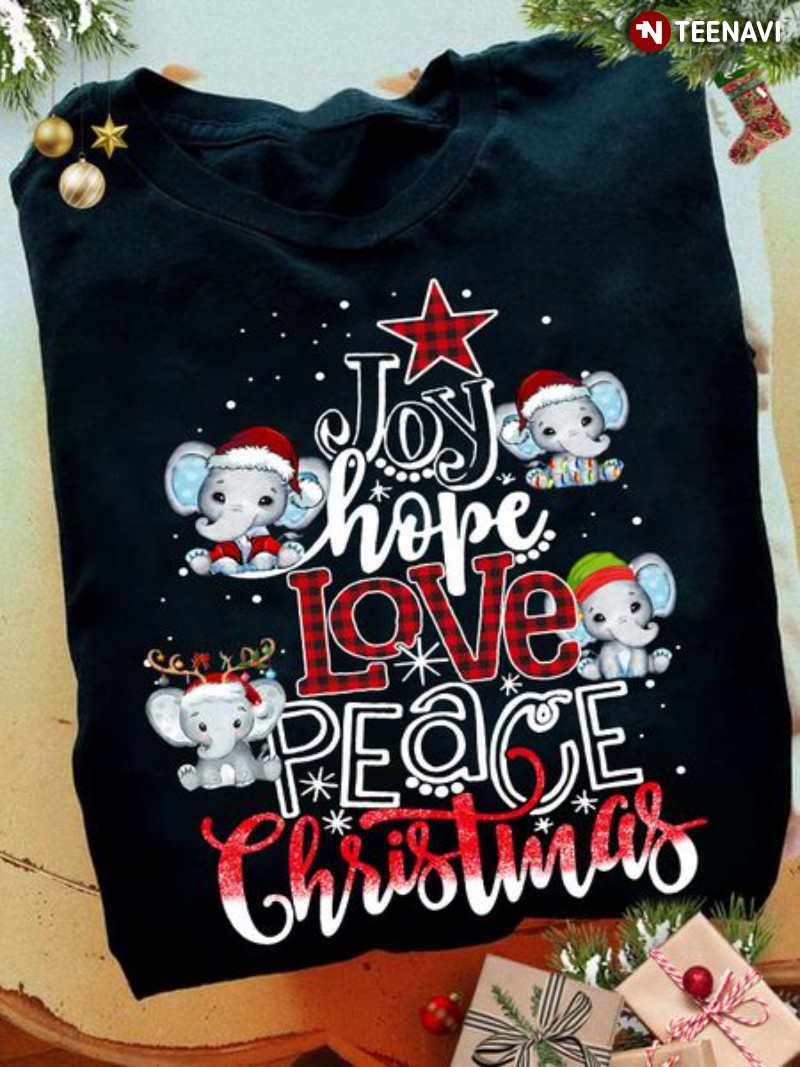 Christmas Elephants Shirt, Joy Hope Love Peace Christmas