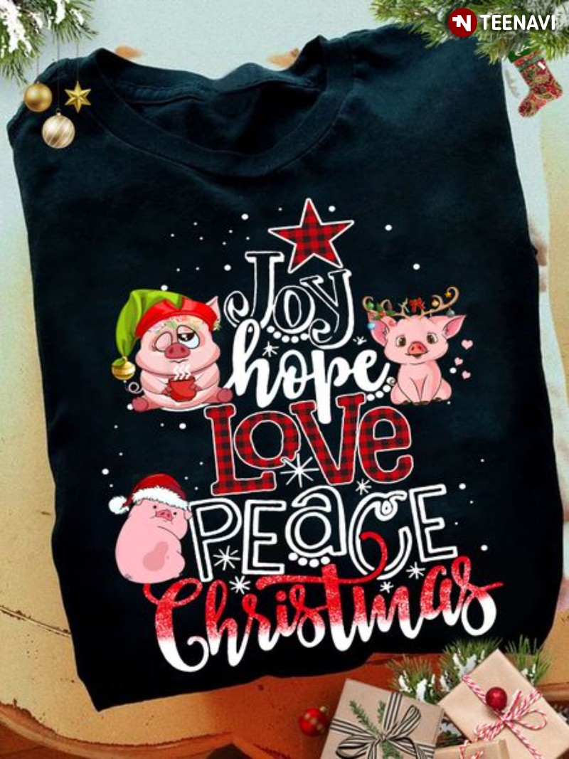 Merry Christmas Pigs Shirt, Joy Hope Love Peace Christmas