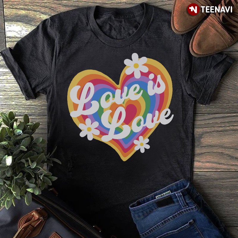 LGBT Pride Rainbow Heart Shirt, Love Is Love