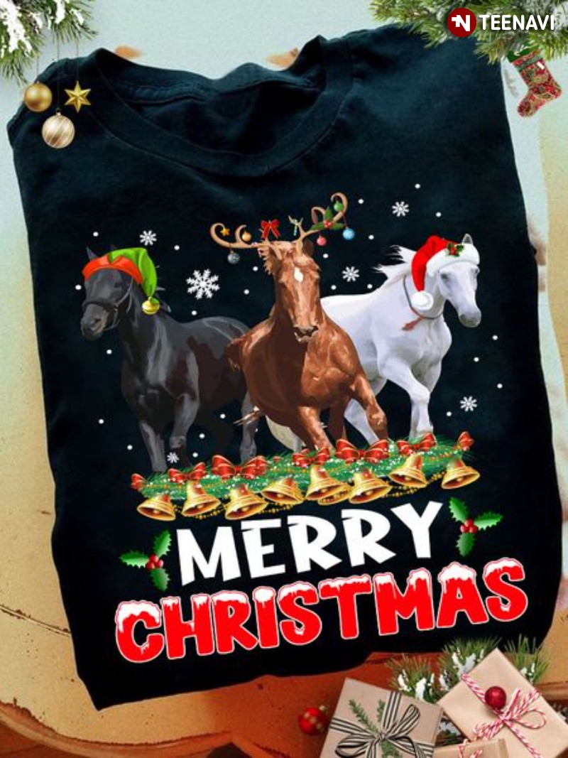 Christmas Gift Horse Lover Shirt, Merry Christmas Beautiful Horses