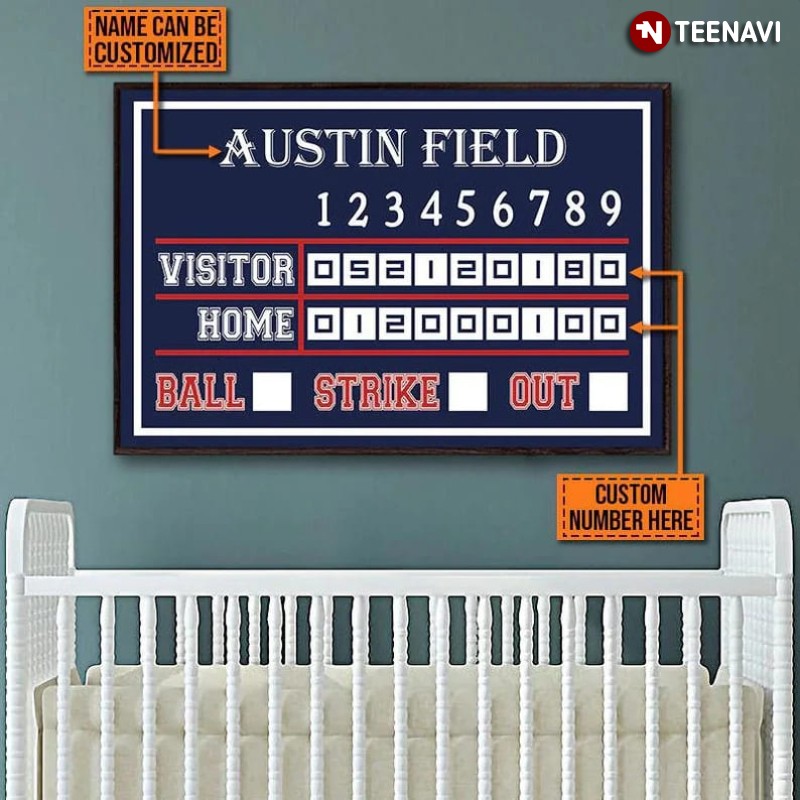 Personalized Baseball Field Poster, Baseball Scoreboard