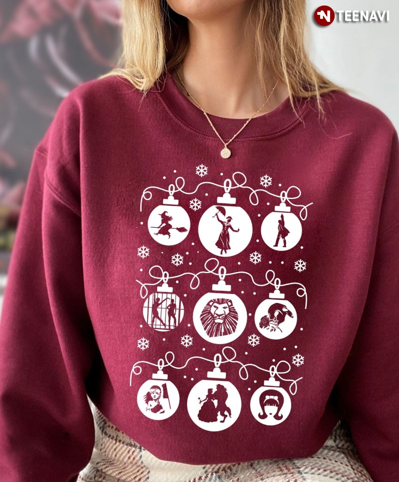 Gift for Disney Lover Christmas Sweatshirt, Christmas Ornaments & Disney Characters