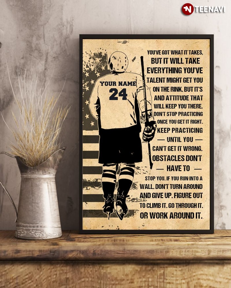 Personalized American Ice Hockey Player Poster, You’ve Got What It Takes