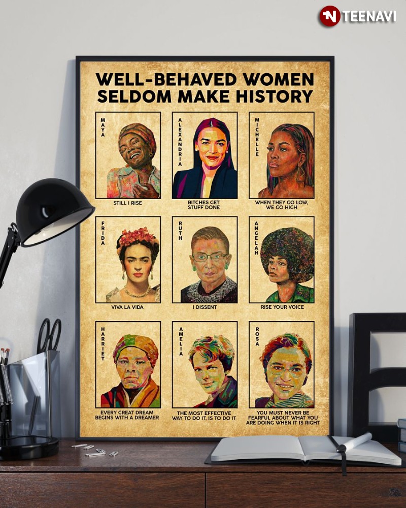 Inspiring Women with Quotes Poster, Well-behaved Women Seldom Make History