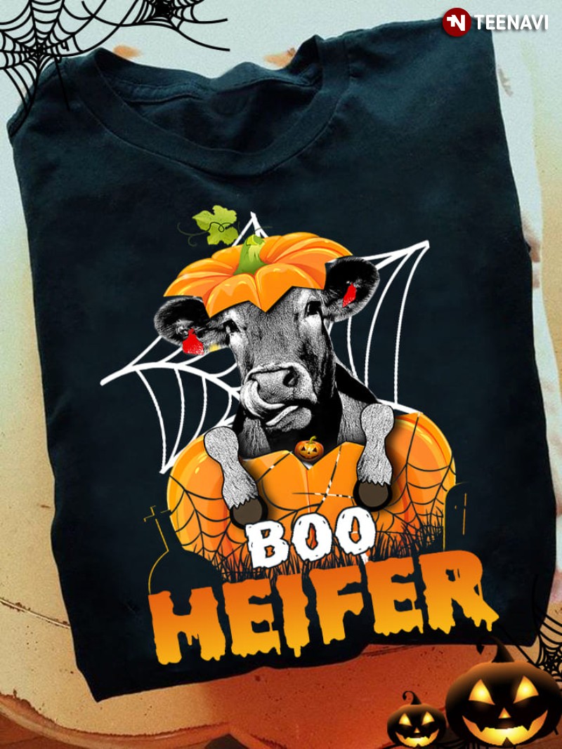 Funny Halloween Cow Lover Shirt, Boo Heifer