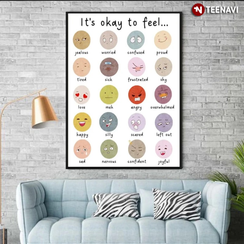 Facial Expression Icons Poster, It’s Okay To Feel