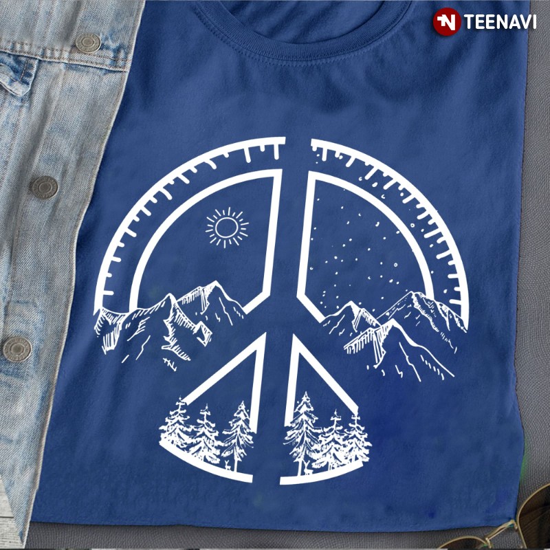 Hippie Shirt, Forest Mountain And Hippie Peace Sign