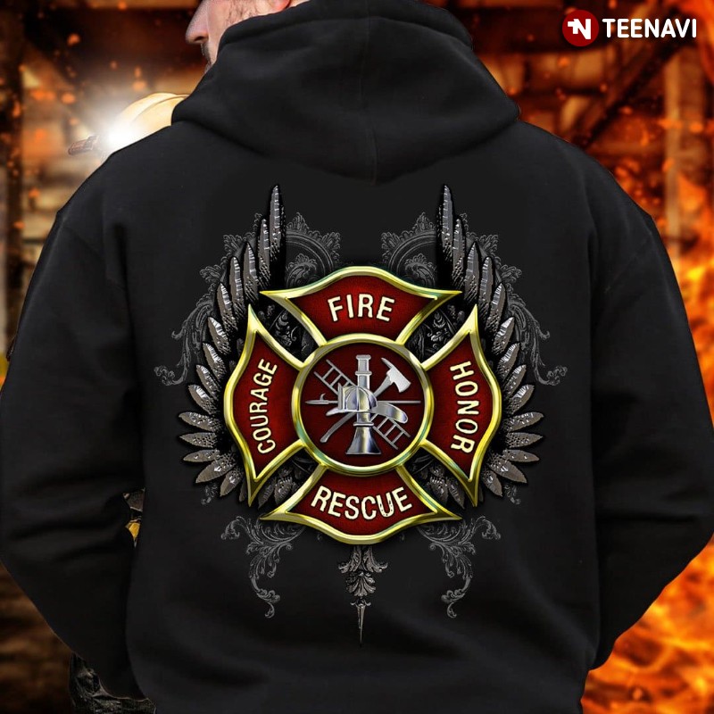 Firefighter Hoodie, Fire Honor Rescue Courage