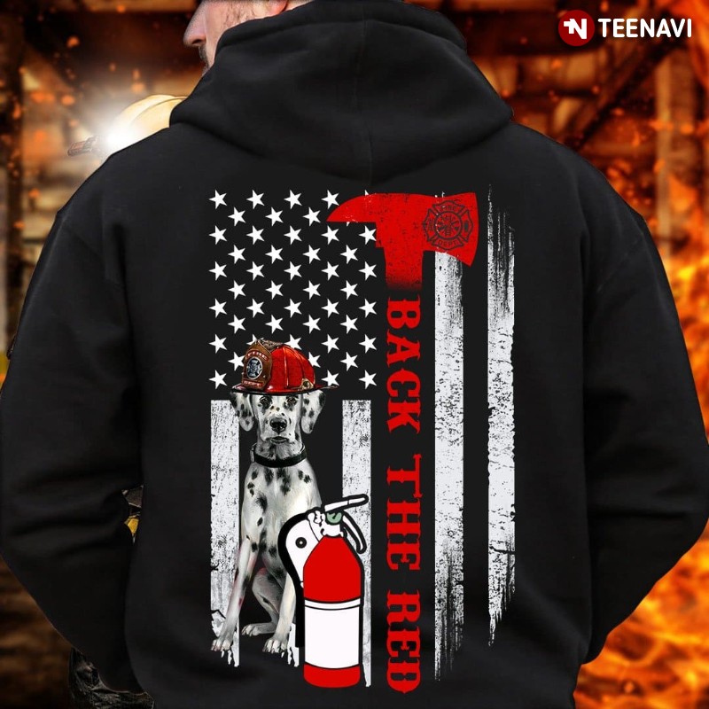 Dalmatian Dog American Firefighter Hoodie, Back The Red