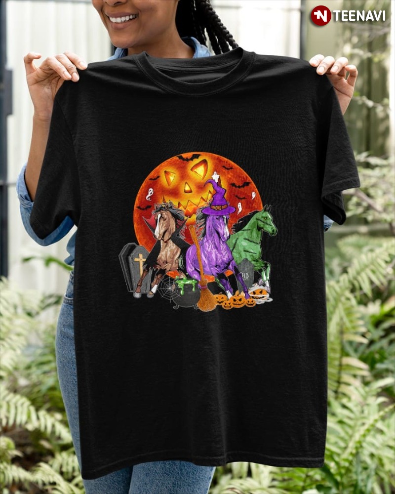Horse Lover Halloween Shirt, Horses With Halloween Costumes