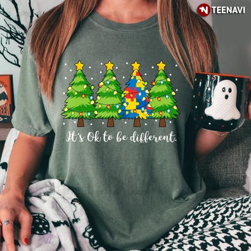 Christmas Tree Autism Awareness Shirt, It's Ok To Be Different