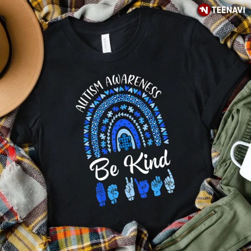 Autism Awareness Blue Rainbow Shirt, Be Kind