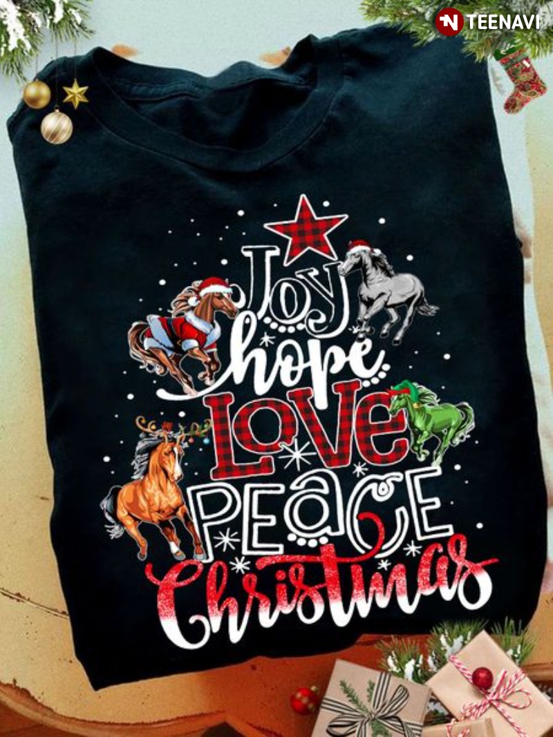 Christmas Horse Lover Shirt, Joy Hope Love Peace Christmas