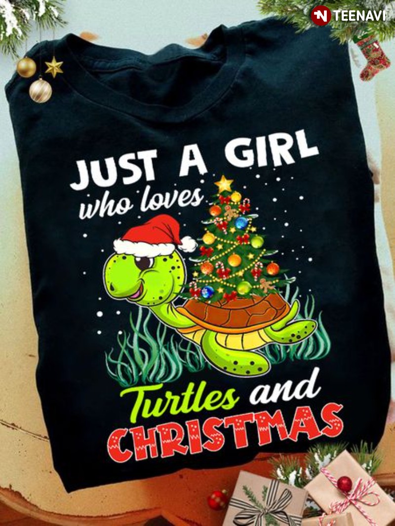 Turtle Christmas Lover Shirt, Just A Girl Who Loves Turtles And Christmas