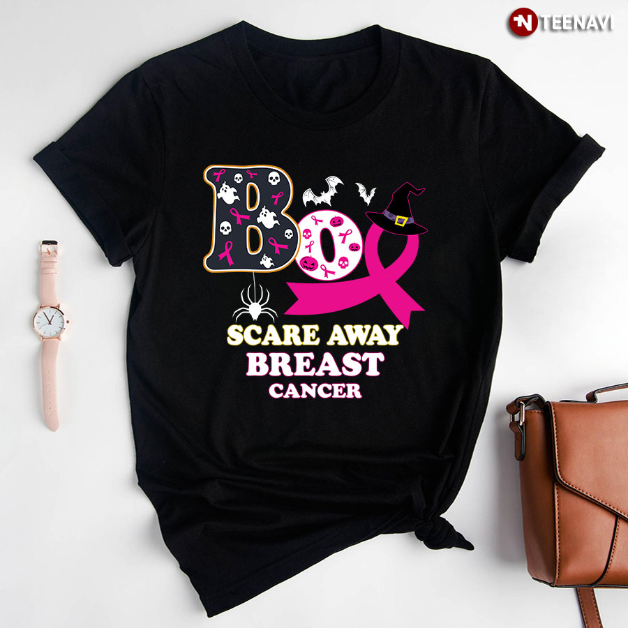 Ghost Boo Scare Away Breast Cancer Breast Cancer Awareness Halloween T-Shirt