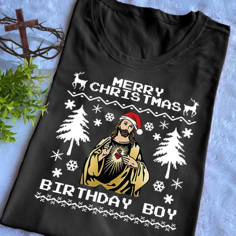 Christmas Jesus Shirt, Merry Christmas Birthday Boy