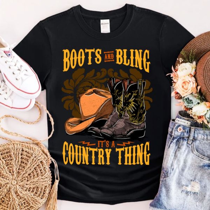 Cowboy Shirt, Boots And Bling It's A Country Thing