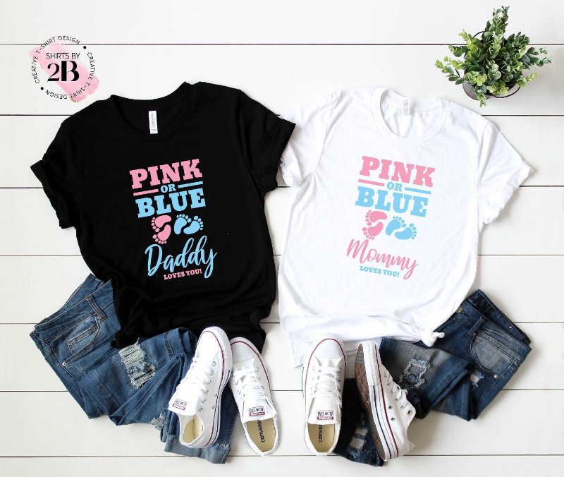 Pregnancy Announcement Shirt, Pink Or Blue Daddy Loves You