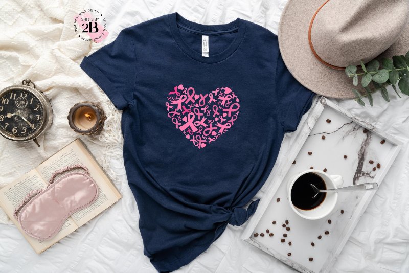 Breast Cancer Awareness Shirt, Heart With Pink Ribbons