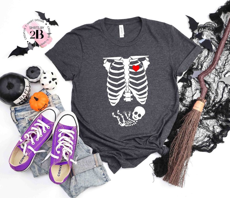 Skeleton Baby Halloween Pregnancy T-Shirt