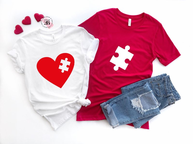 Matching Autism Awareness Shirt, Heart With Autism Puzzle