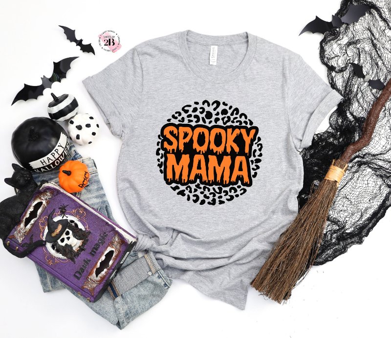 Halloween Mom Shirt, Spooky Mama Leopard