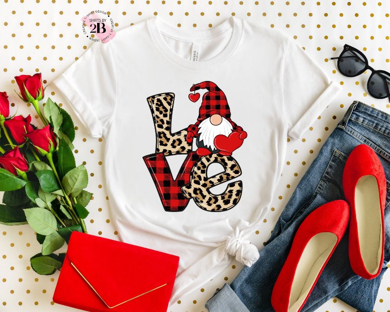 Gnome Valentine Shirt, Love Leopard