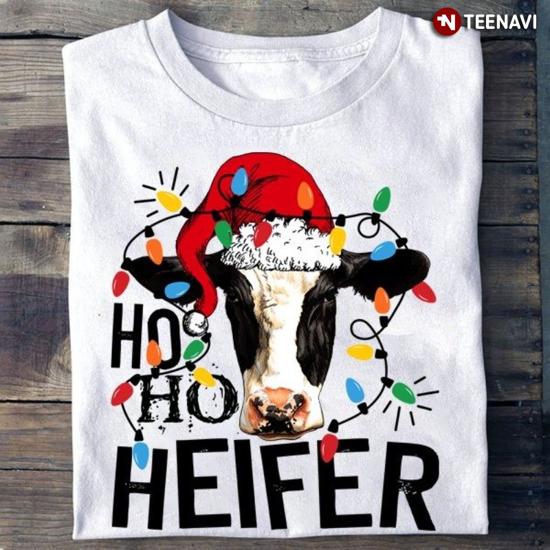 Santa Cow Christmas Shirt, Ho Ho Heifer