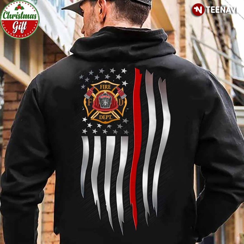 American Flag Fire Dept Firefighter Hoodie, Proud To Be An American Firefighter