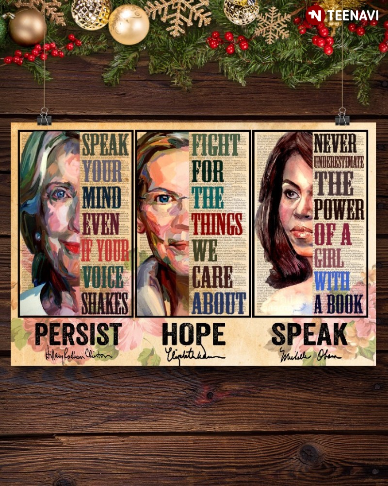Feminists Quotes Poster, Persist Hope Speak