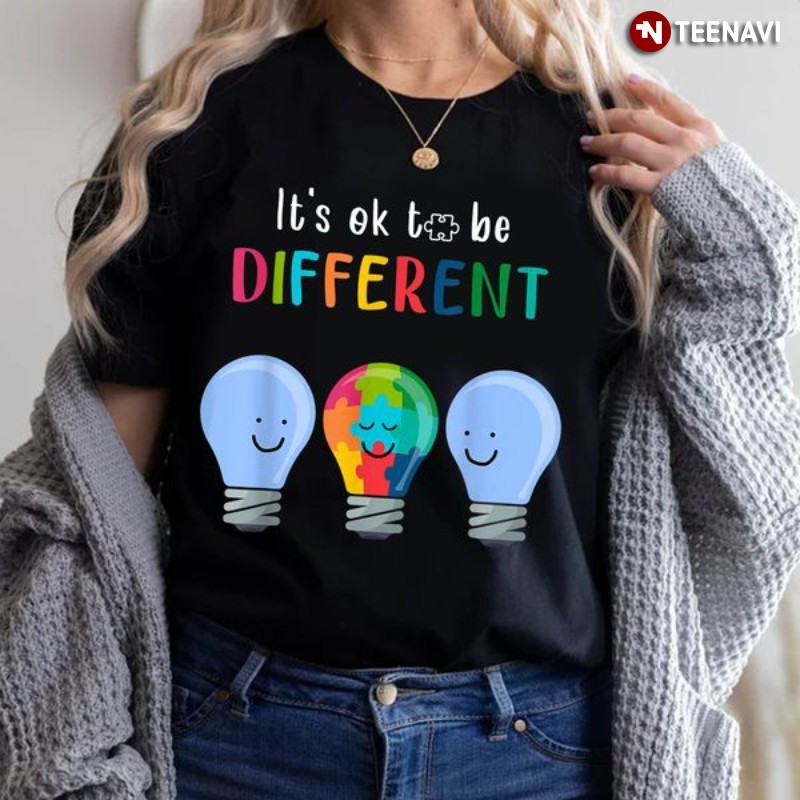 Autism Awareness Light Bulb Shirt, It’s Ok To Be Different