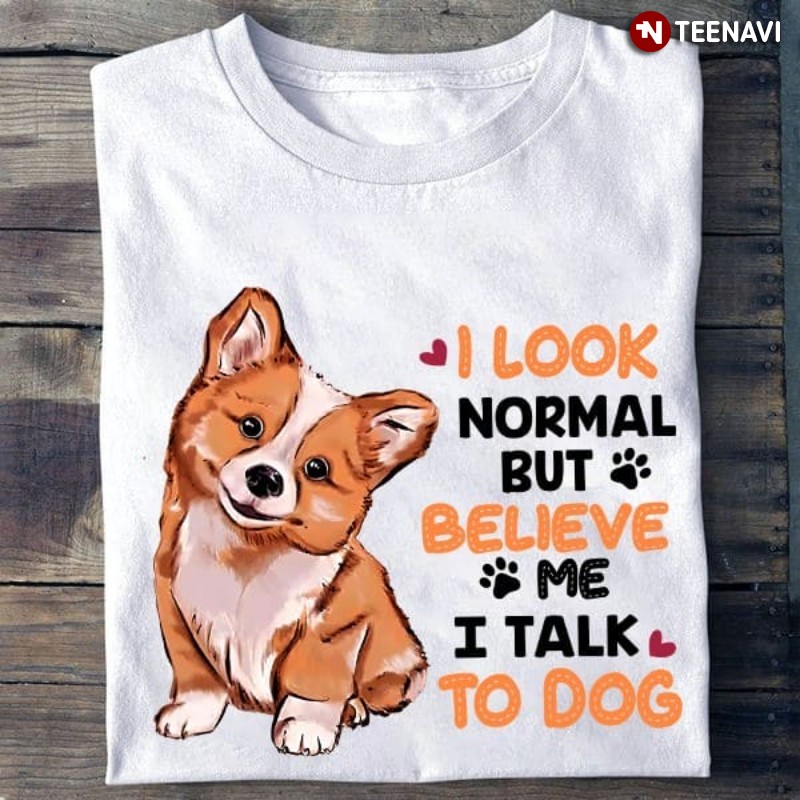 Corgi Dog Lover Shirt, I Look Normal But Believe Me I Talk To Dog