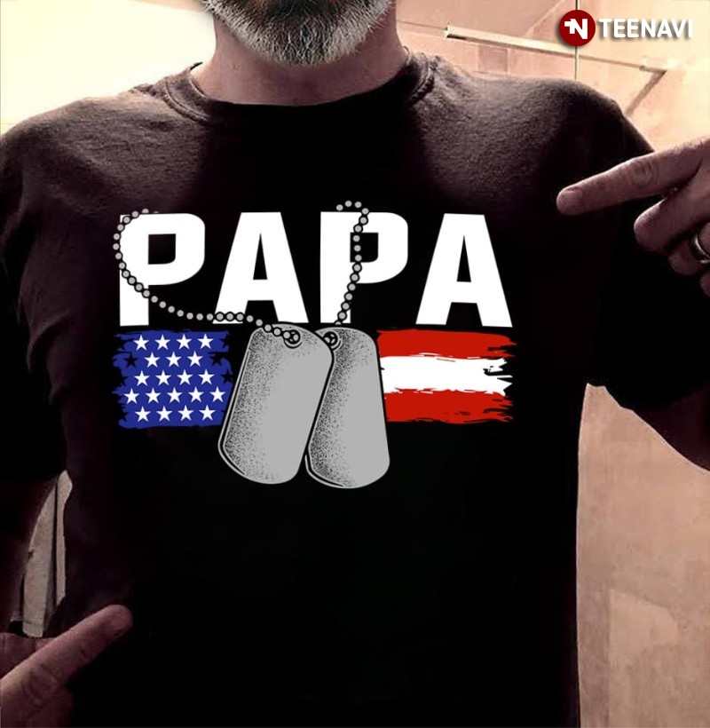 American Flag Veteran Dad Shirt, Papa Veteran