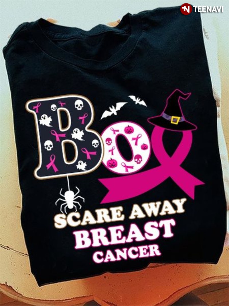 Breast Cancer Awareness Halloween Shirt, Ghost Boo Scare Away Breast Cancer
