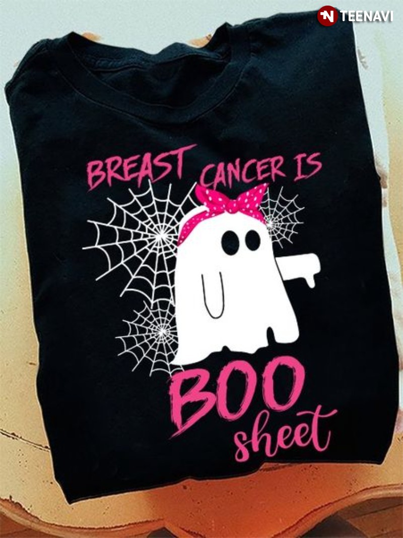 Breast Cancer Awareness Halloween Gift Shirt, Ghost Breast Cancer Is Boo Sheet