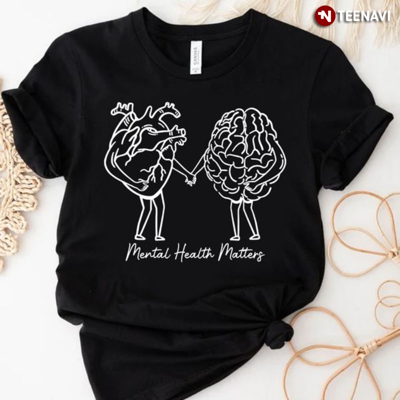 Mental Health Awareness Shirt, Heart Brain Mental Health Matters