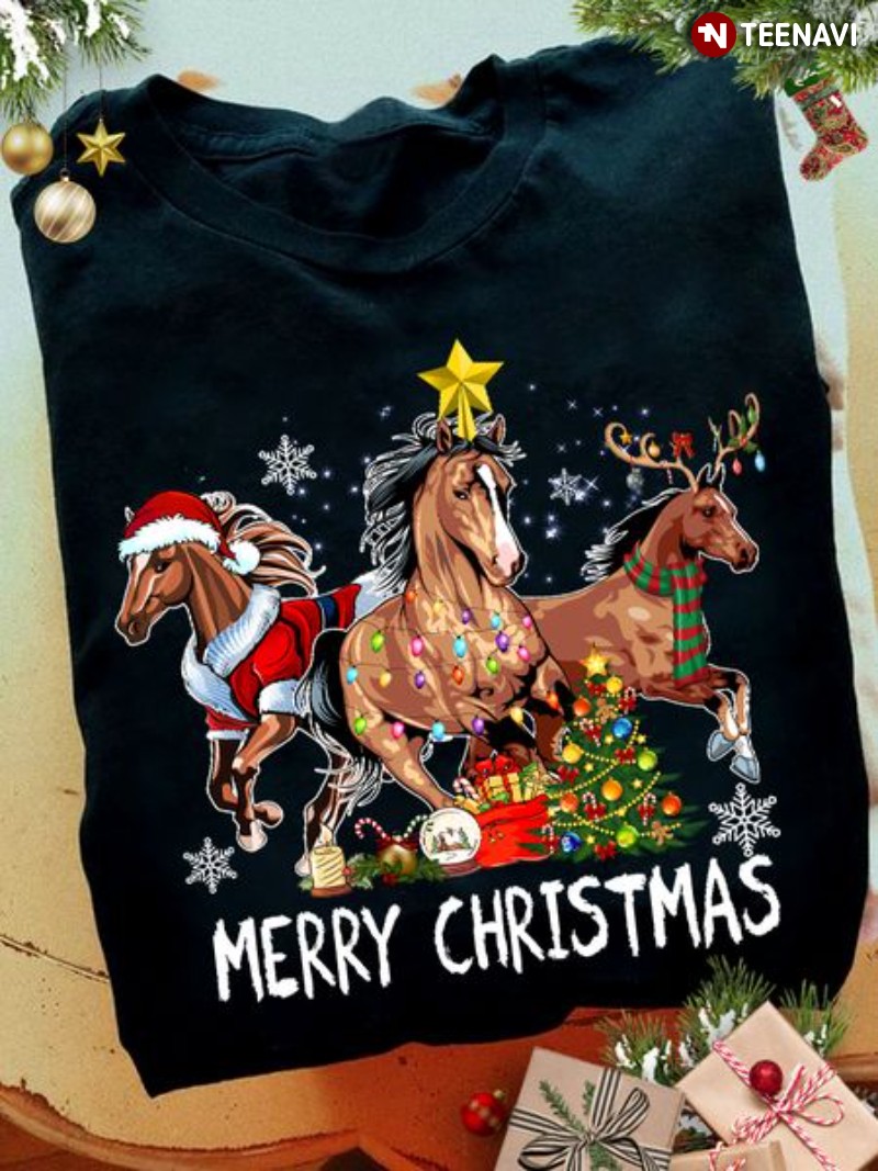 Horse Lover Christmas Shirt, Merry Christmas
