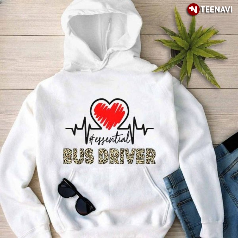 Bus Driver Hoodie, Essential Bus Driver Leopard