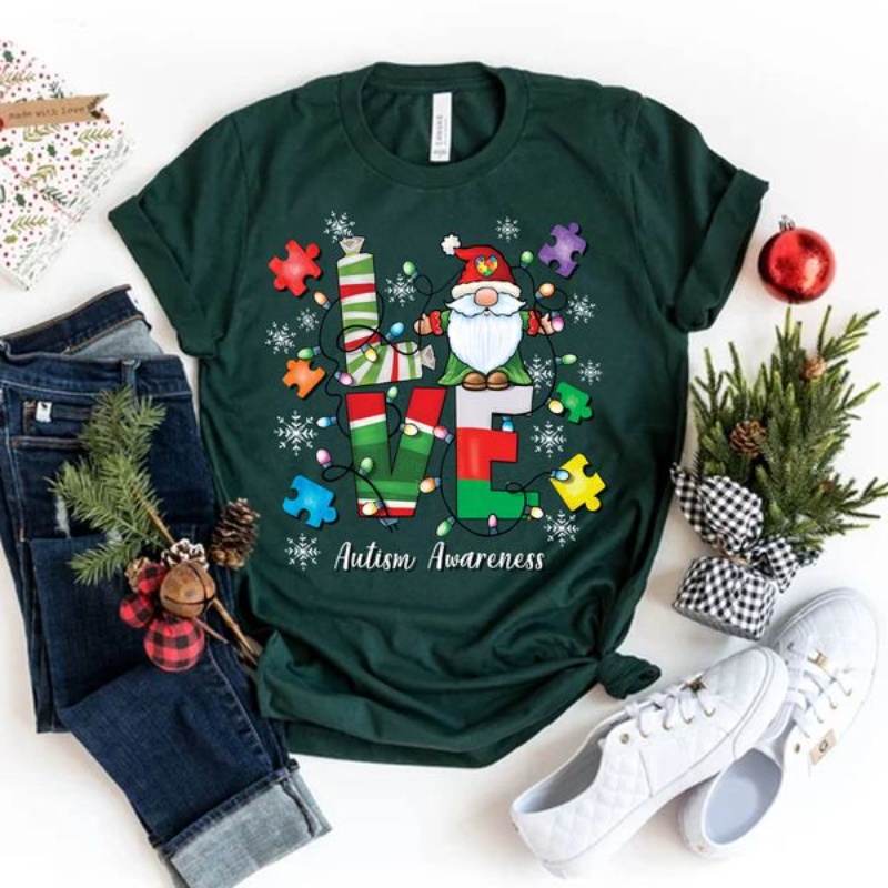 Gnome Autism Christmas Shirt, Love Autism Awareness