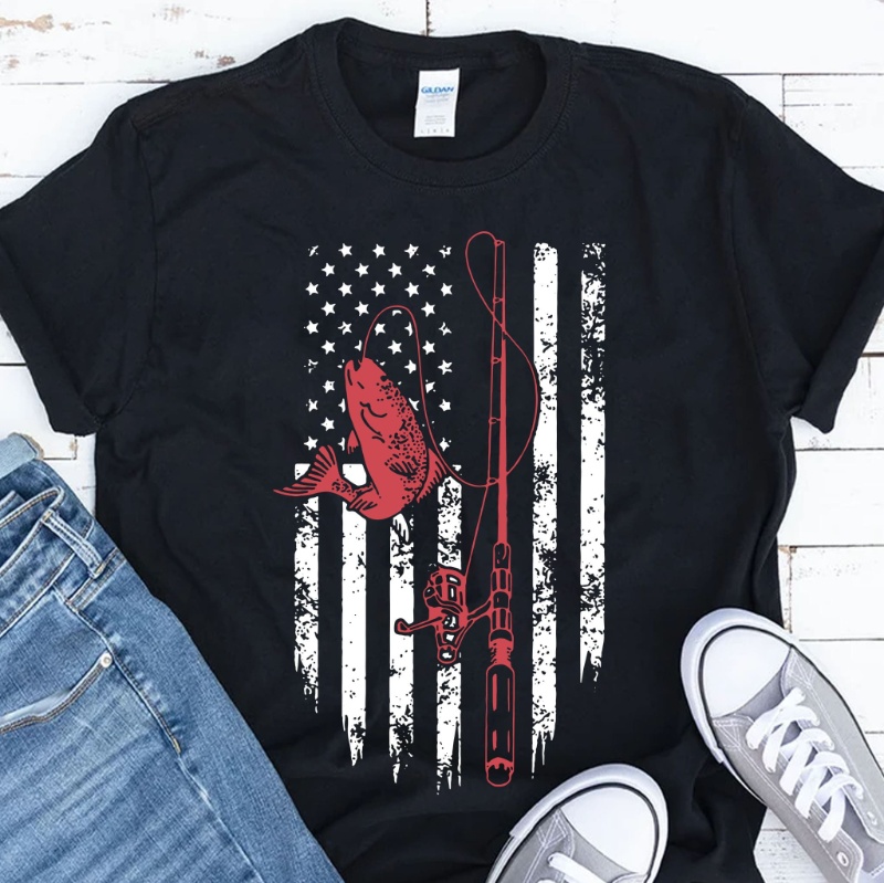 Fishing Lover Shirt, American Flag Fishing