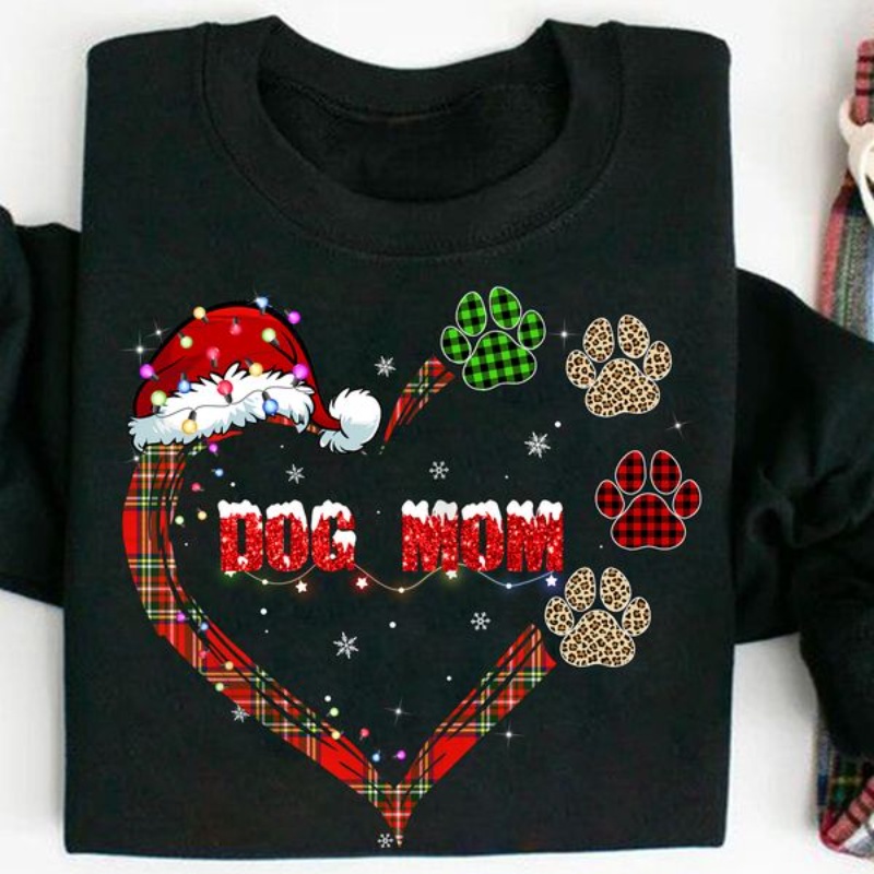 Christmas Dog Lover Sweatshirt, Dog Mom Leopard